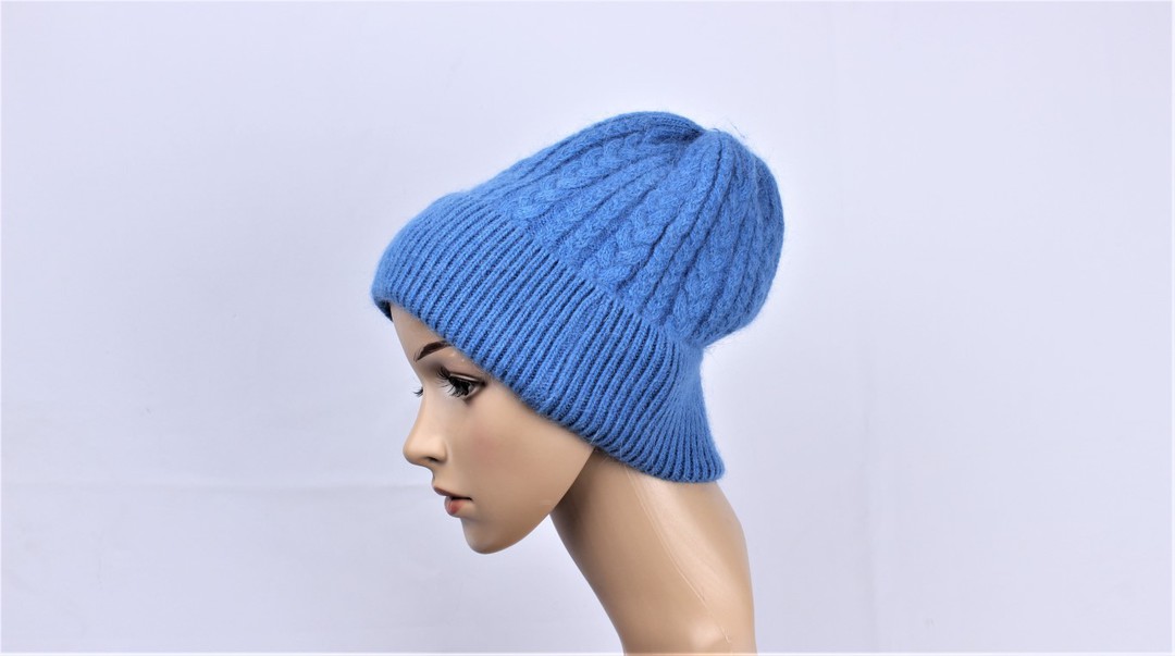 Head Start cabled cashmere  lined beanie blue STYLE : HS/4948BLU image 0